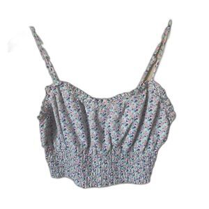 Lili Sidonio Molly Bracken cotton geometric smocked crop top size small